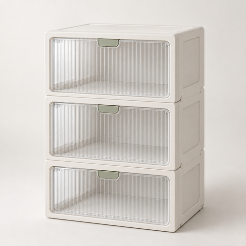 StackBox Modular Storage Bins in an off-white finish