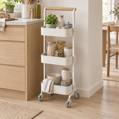 RollSlim 3-Tier Utility Cart organizing kitchen essentials