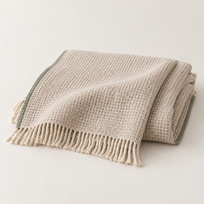WaffleSoft Throw Blanket folded in a warm neutral shade